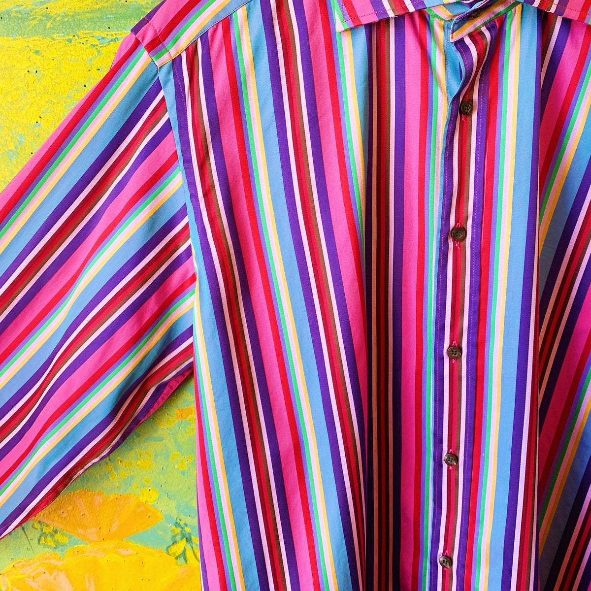 Etro Rainbow Striped Button Up Mens Shirt Empress Vintage 