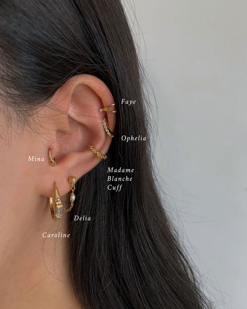 14K Solid Gold Jewelry Wave Rook Second Lobe Hoop Ring Piercing Earrin –  ONDAISY