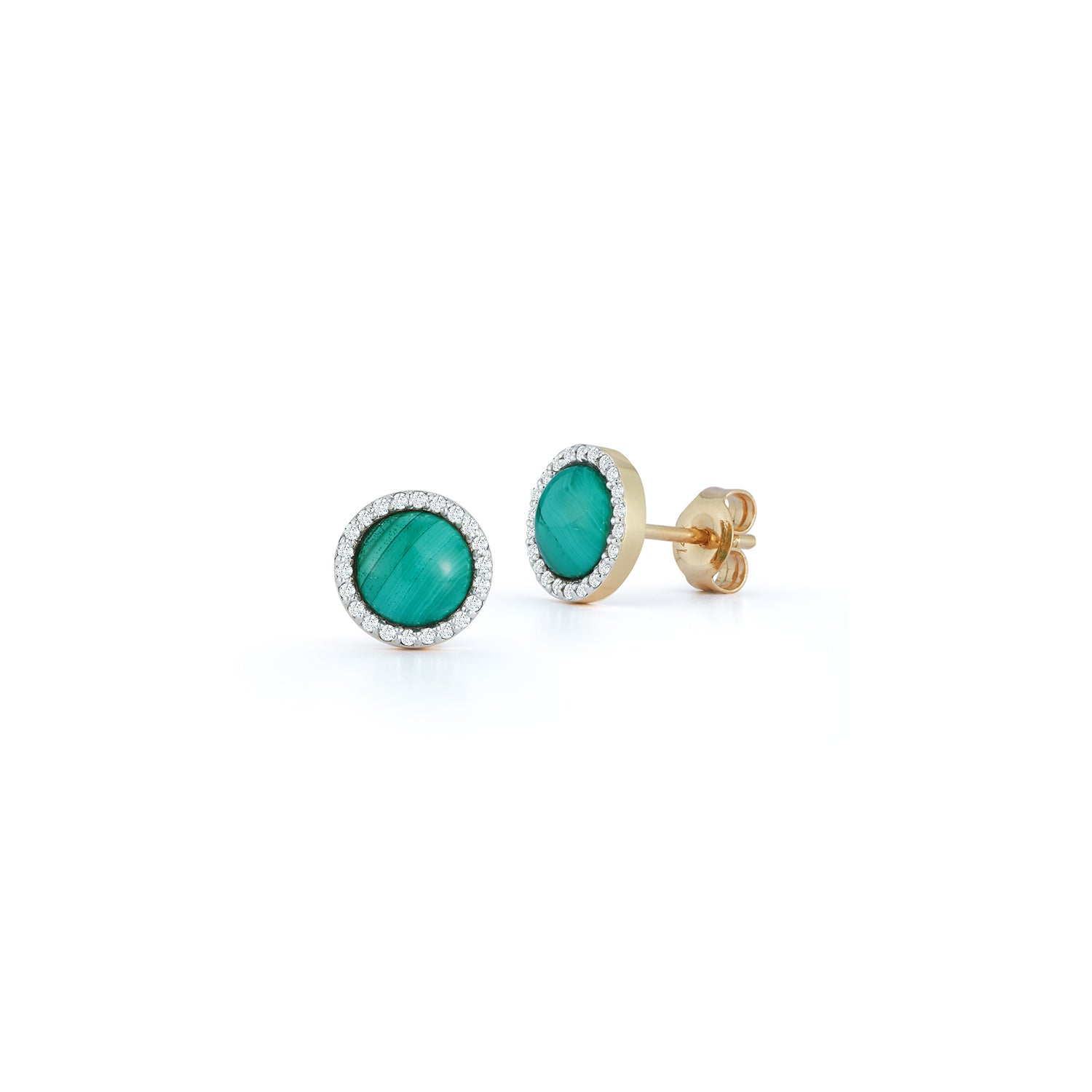 14kt Malachite and Diamond Studs