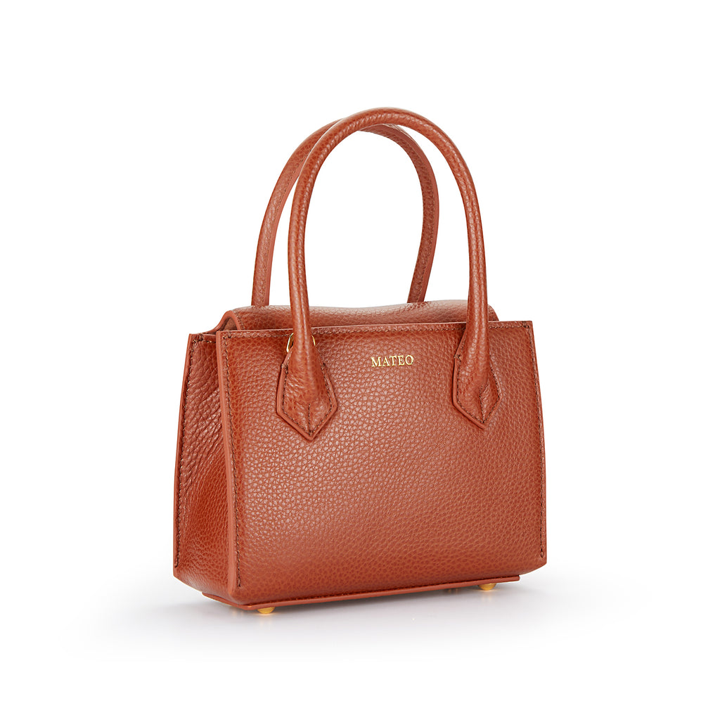 Cognac Pebbled Leather Diana Bag– MATEO