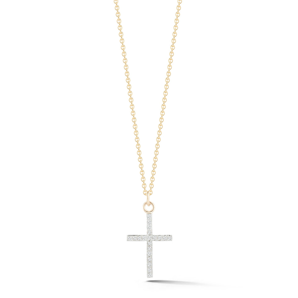 14kt Gold Small Diamond Cross Necklace 