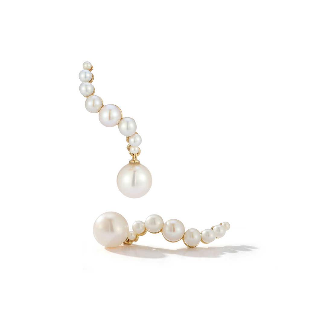 14kt Pearl Curve Drop Earrings– MATEO