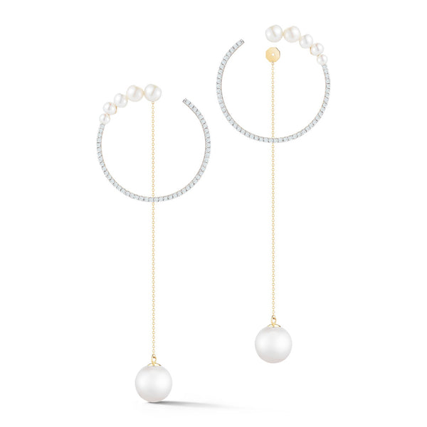 14kt Gold & Pearl Ball Drop Earrings– MATEO