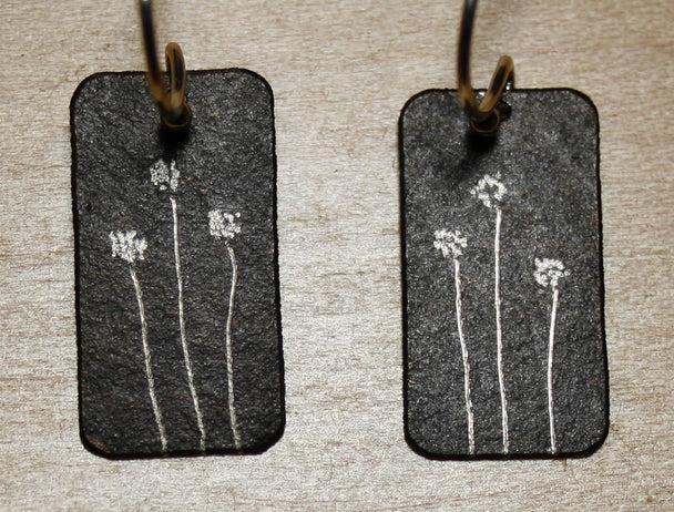 3 Dandelions Oxidized Earrings