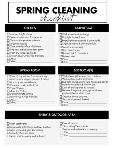 spring cleaning checklist, spring cleaning, cleaning, home improvement, cleaning home, clean homes, detailed clean, declutter home, organizing home, organizing, productive