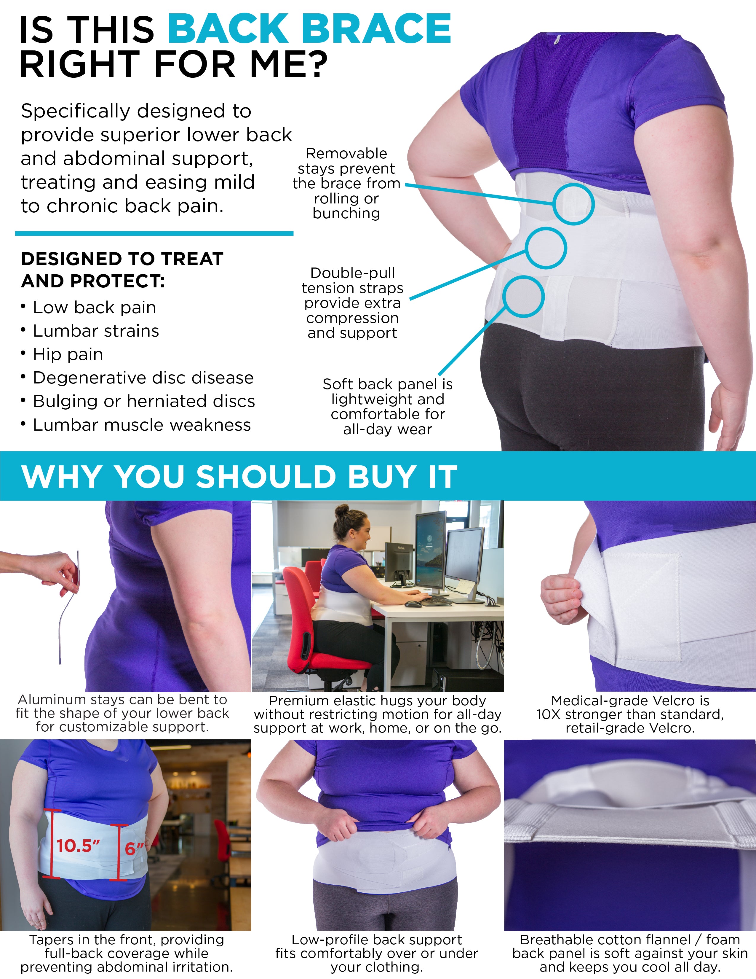 Plus Size Low Back Brace | Big & Tall Bariatric Lumbar Posture Support