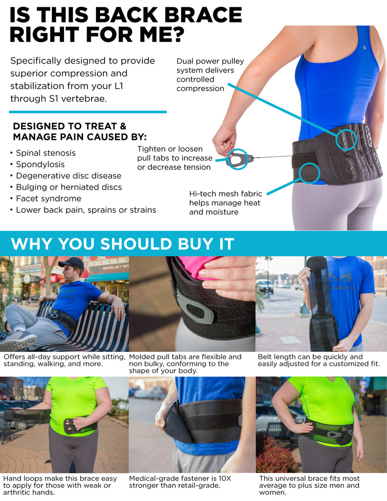 Adjustable Lower Back & Spine Pain Corset Brace for Lumbar Support