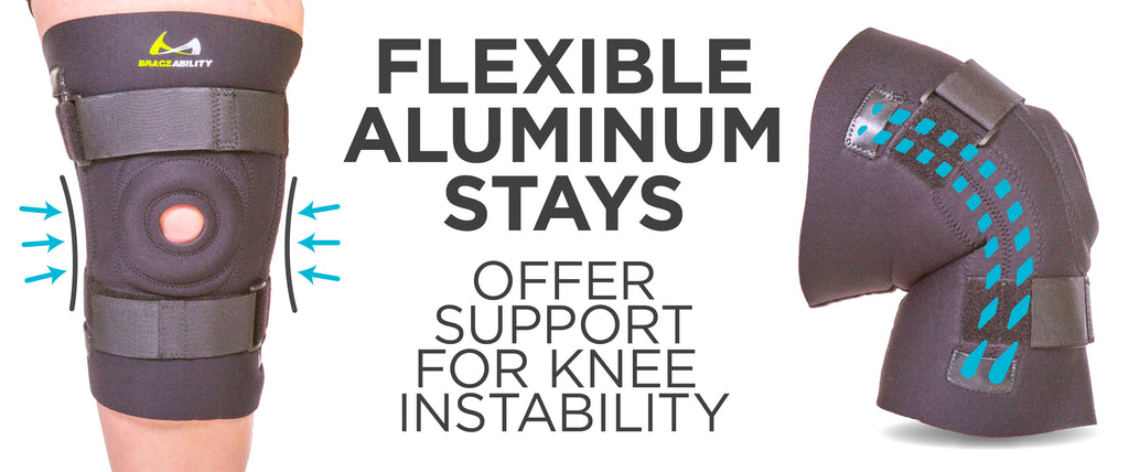 flexible aluminum stays offer support for knee instability