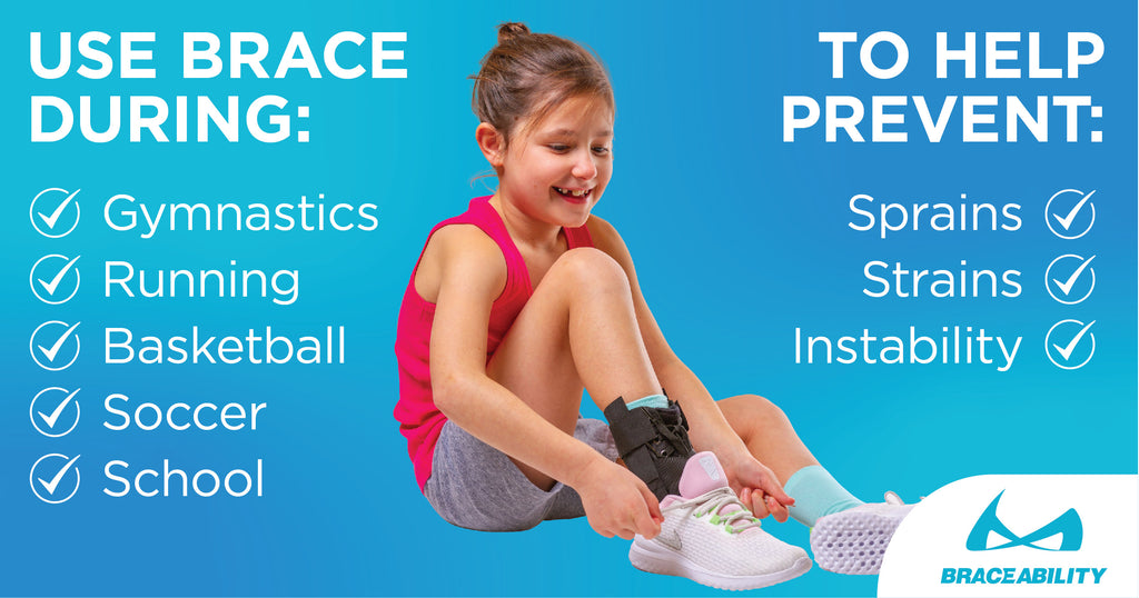 the pediatric ankle brace is great during gymnastics to prevent sprains and strains