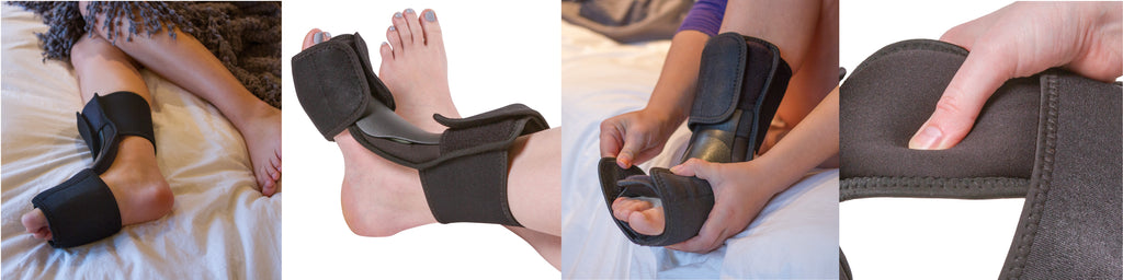 our dorsal night splint has an open heel design that makes it comfortable in bed