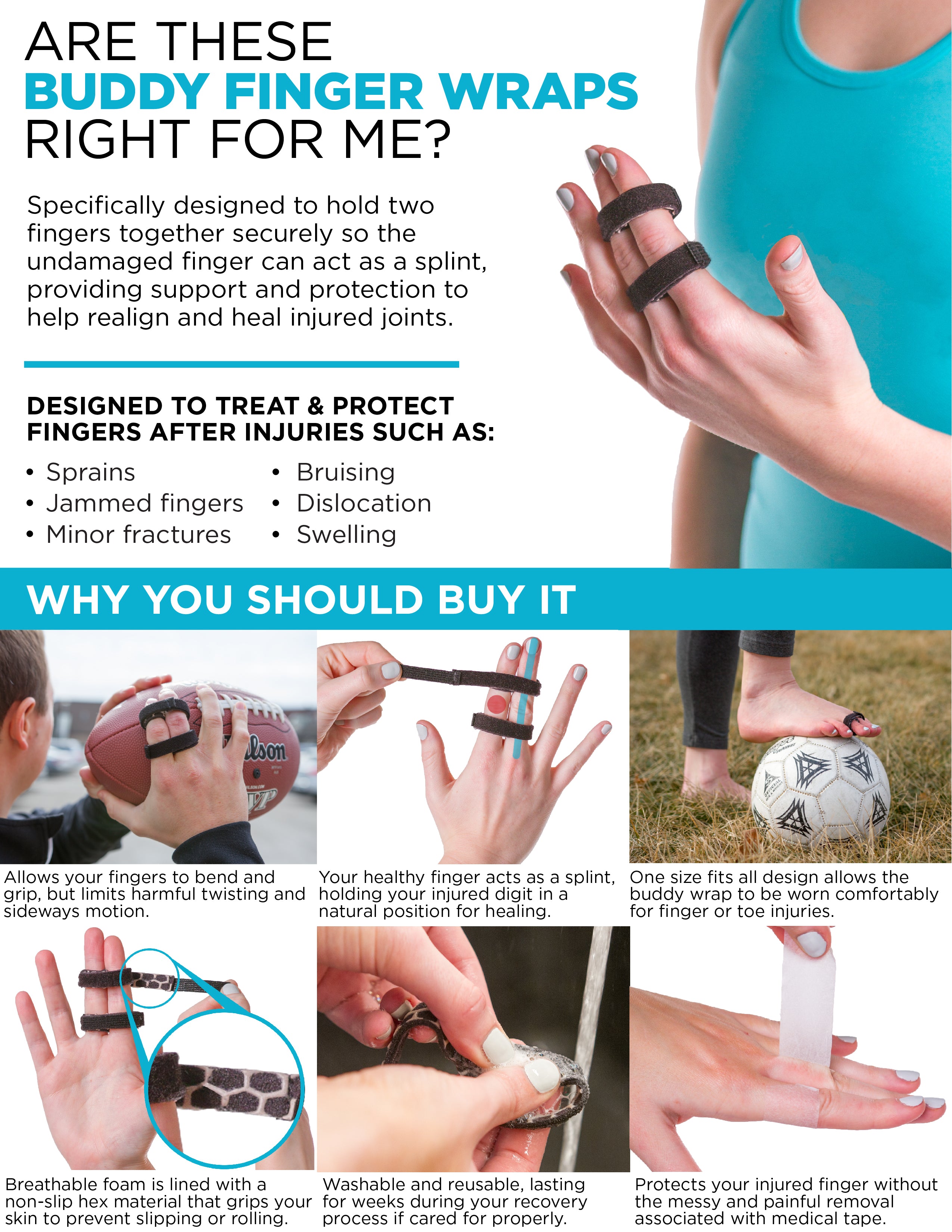 Buddy Tape Finger Splint | Wrap for Strapping Sprained & Joints