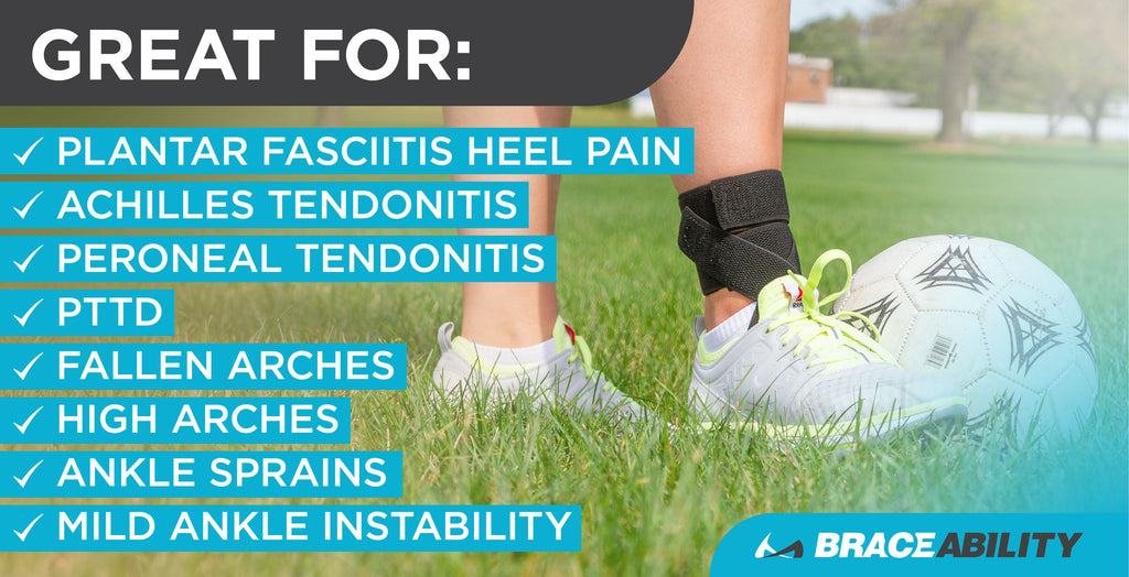 The plantar fasciitis day brace is great for achilles tendonitis, posterior tibial tendon dysfunction (PTTD), and ankle sprains