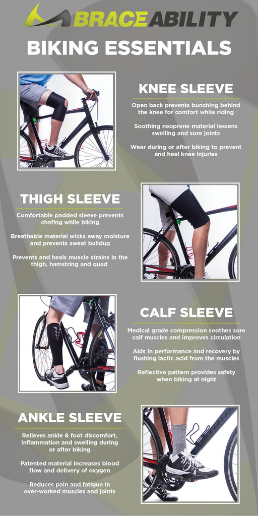 using braceability leg, thigh and calf sleeves can reduce pain while cycling