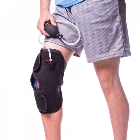 Inflatable cold therapy knee wrap for pcl injuries