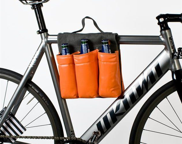 six pack bottle holder for beer or water on a bicycle