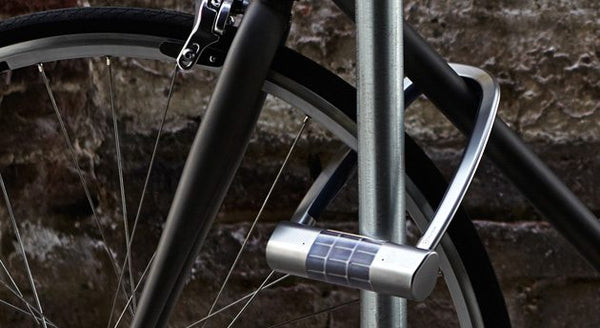 solar powered, bluetooth, u shaped safety lock for bicycles
