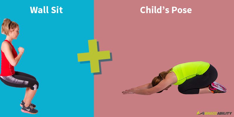 wall sit and childs pose for yoga posture correction