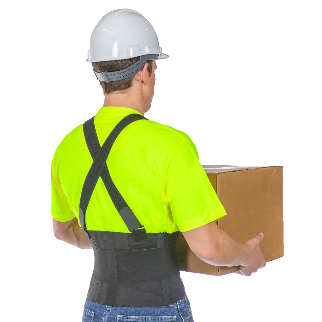Wear back. Worker back. Safety man. Warehouse worker. Worker back view.