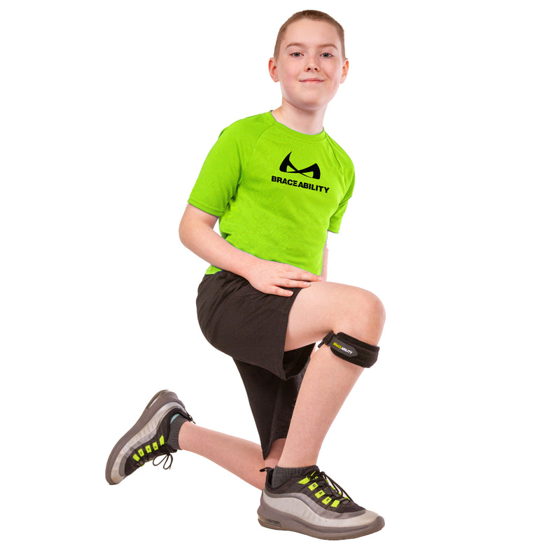 Kids Osgood Schlatter Knee Brace | Child Patella Tendon Strap & Youth Sports Band for Running, Soccer, Volleyball, Basketball - M
