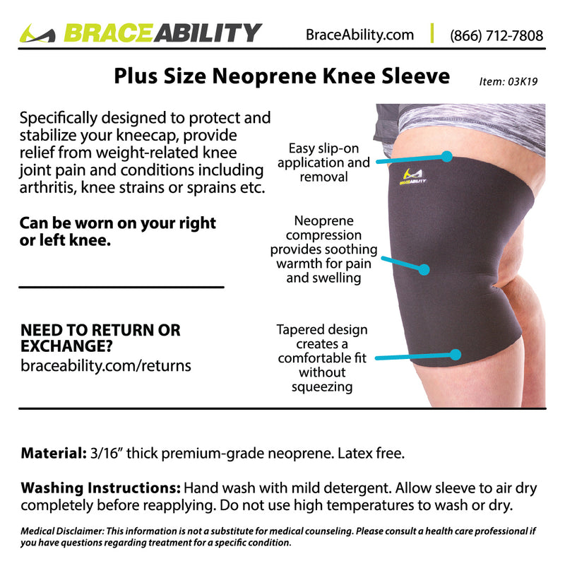 Neoprene Size Chart