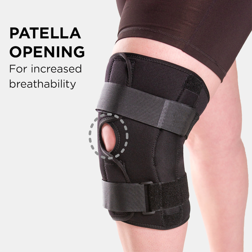 BraceAbility Hinged Knee Brace - Neoprene Wraparound Support