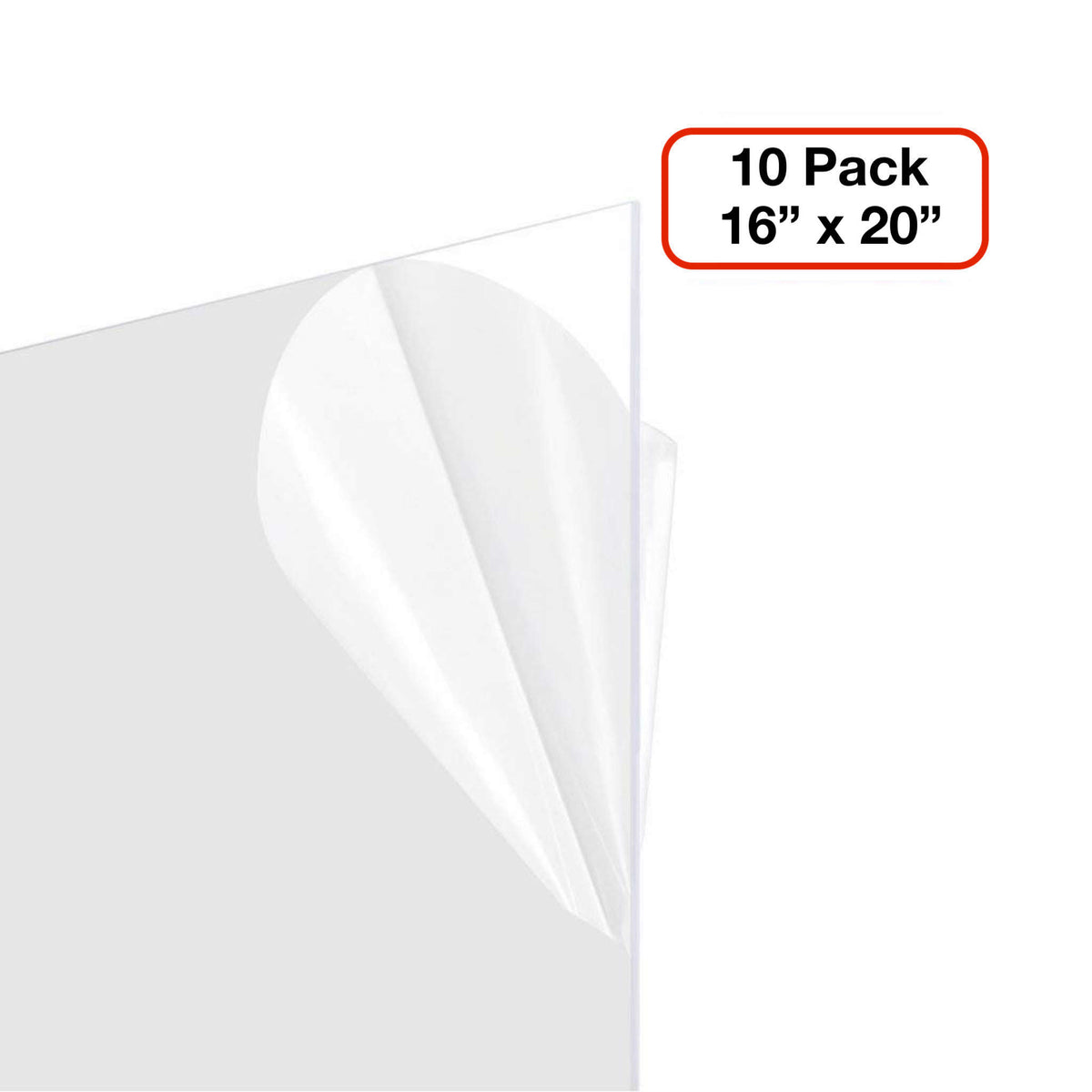 Plexiglass Sheet 16x20 .60, Clear, 1/16th (Set of 10 Sheets) - Barnwood USA