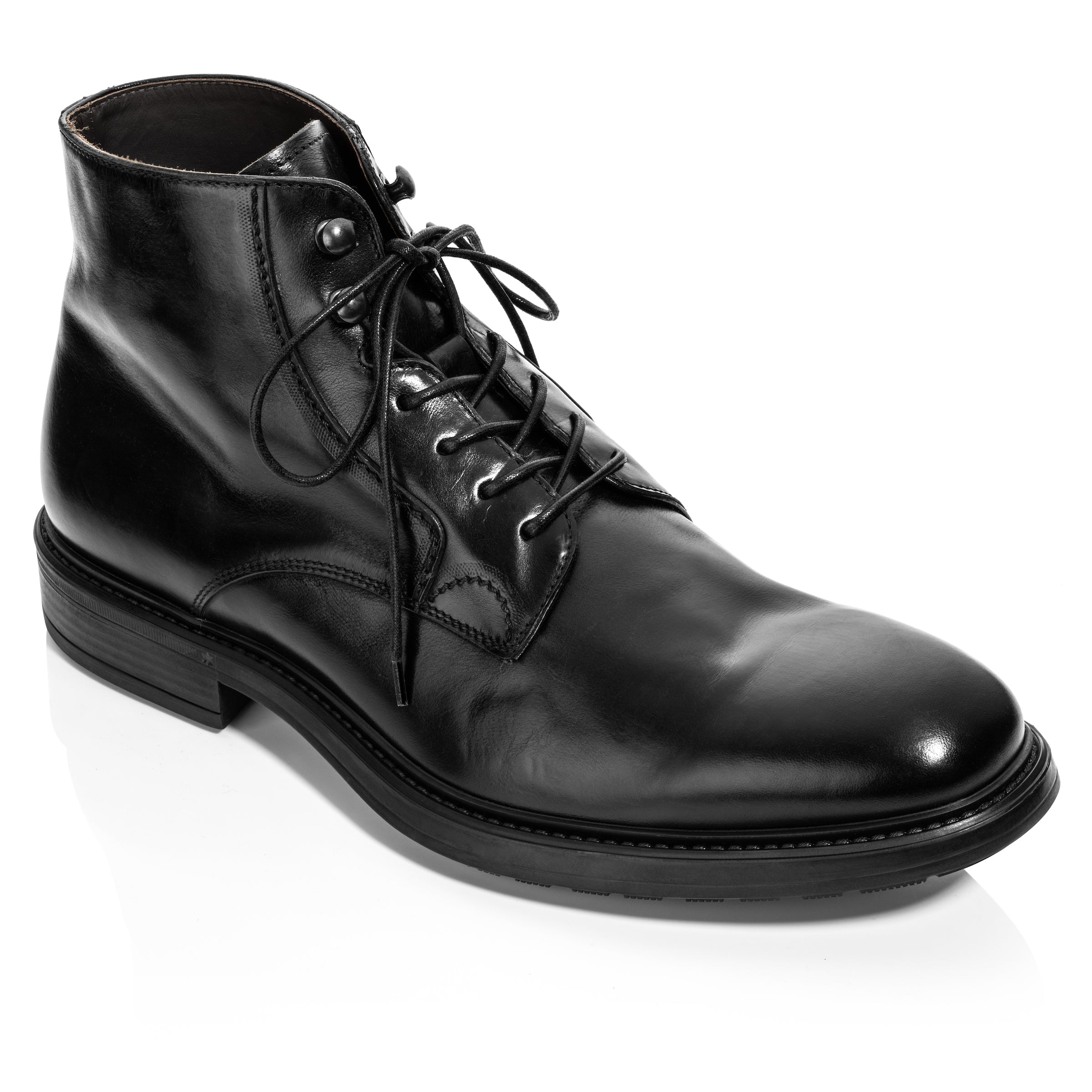 Burkett Black Cap Toe Lace Boot