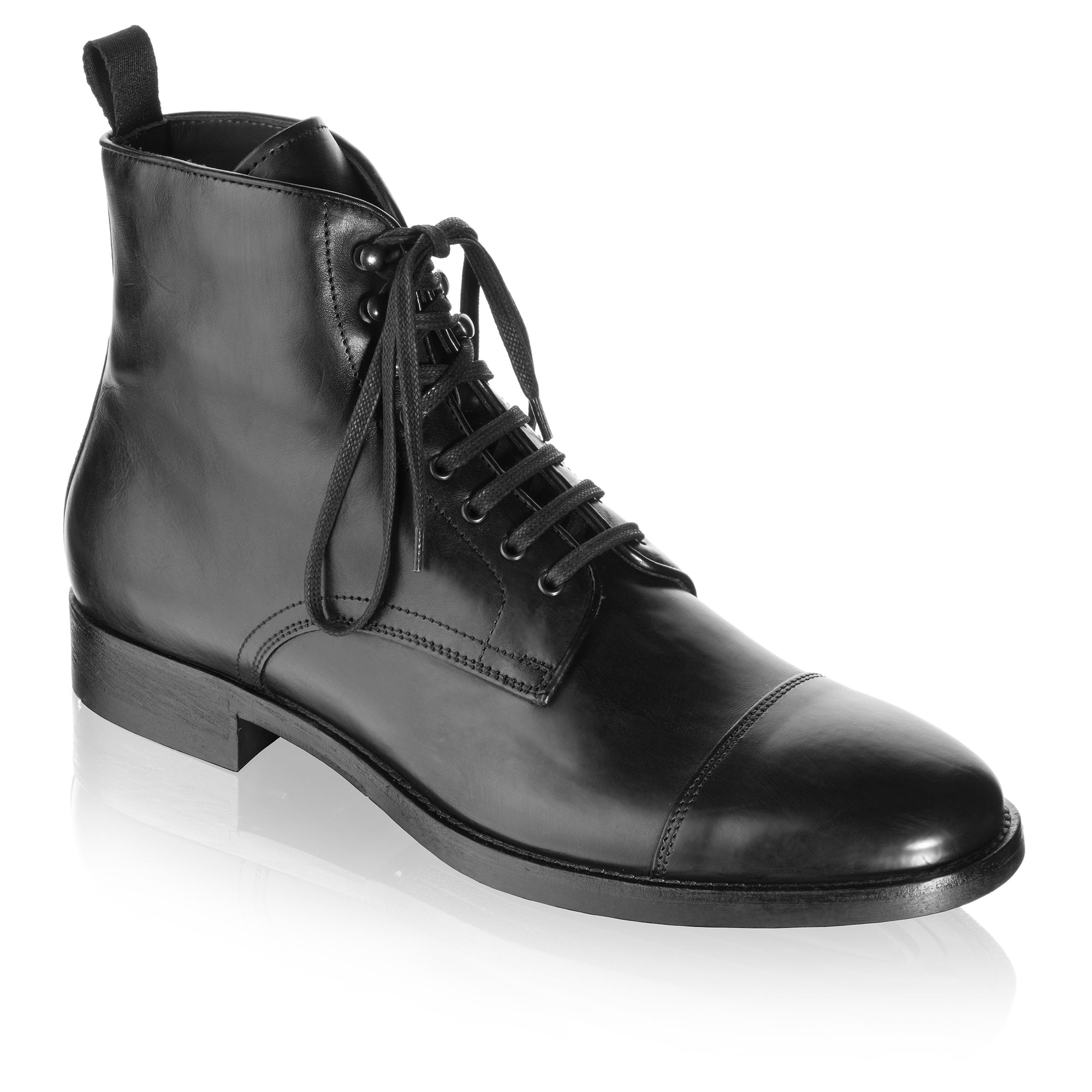 cap toe boots black