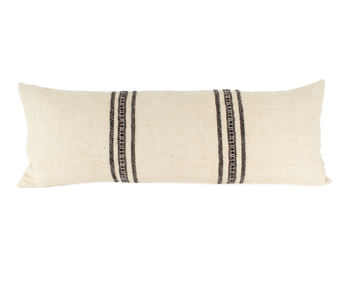 Viti - Ivory Long Lumbar - Indian Handwoven Wool Pillow - Heddle & Lamm