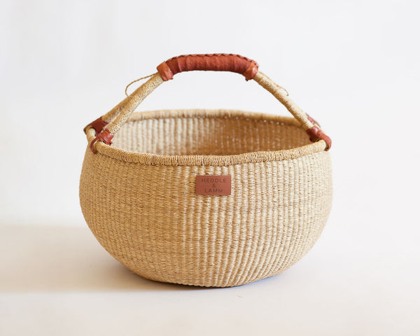 Natural Grass Bolga Shopper Basket with Handle - 15 x 18 - The