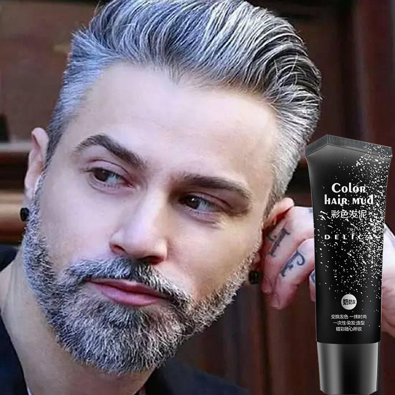 Disposable Silver Gray Hair Color Gel Temporary Color Hair Wax Pomade Mud Product For Quickly Fashionable Modeling