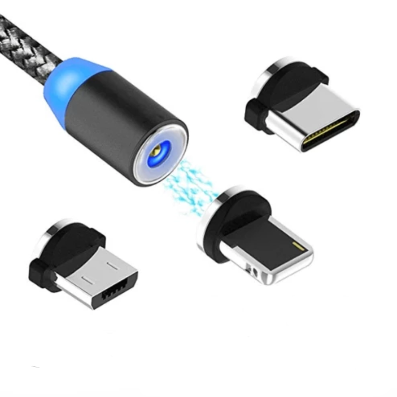 Magnetic Universal Interchangeable Nylon USB Fast Charge Cable with Magnetic Plugs