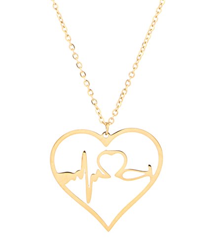Stainless Steel Heartbeat EKG Necklace