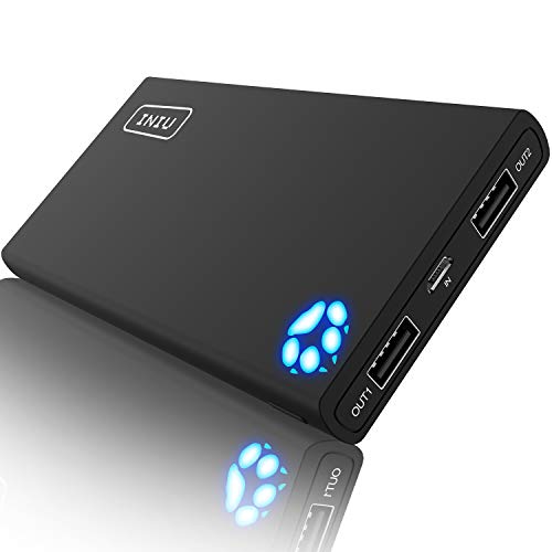 Compact 10,000mAh High Speed 2-Port Power Bank with Flashlight