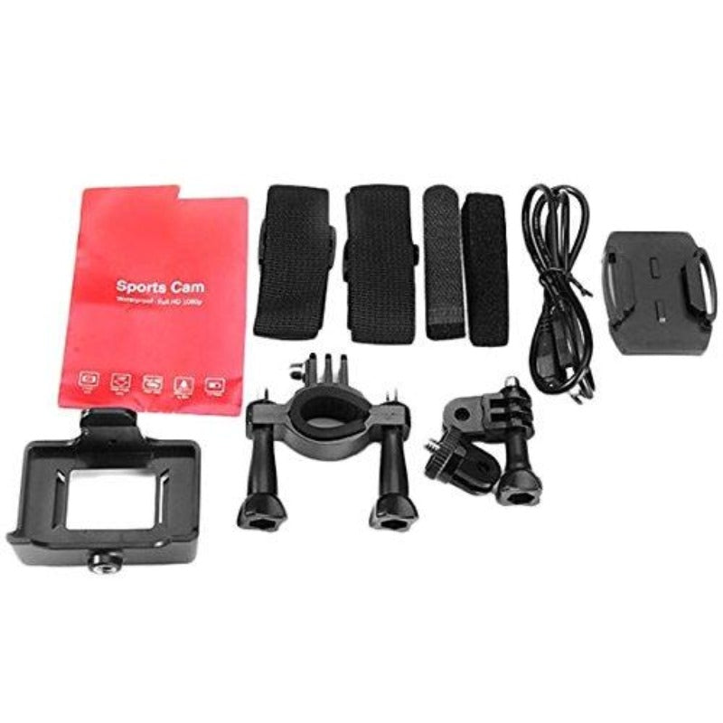 Full 1080P HD 12MP Waterproof Sports ActionCam with Mounting Accessories