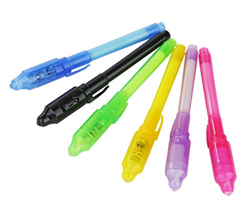 12 Pack: Invisible Disappearing Ink Secret Spy Pen with UV Light