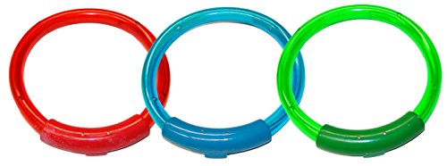 Water Sports Lighted Dive Rings Pool Accessory (3 Piece), Assorted, 8