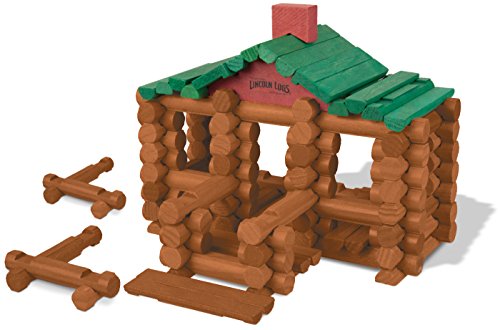 Wooden Lincoln Log Building Logs Set - 111 Pieces