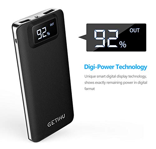 Portable 10,000mAh LED Display 2-Port High Speed External Battery with Flashlight