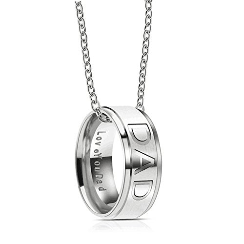 Silove Love you Dad Mom Stainless Steel Necklace for Men Women Dad Birthday Gifts Jewelry Father’s Day Gift