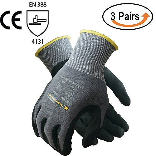3 Pack: Tarantula Nitrile Coated Breathable Safety Work Gloves