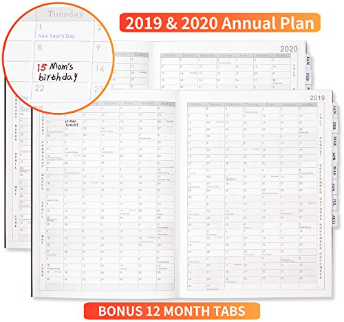 2 Pack: Tabbed 2019 Thick Paper Calendar Notebook