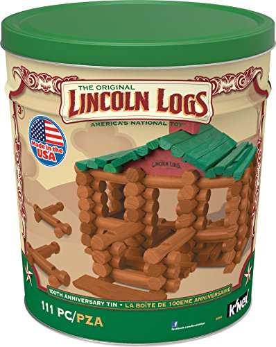 Wooden Lincoln Log Building Logs Set - 111 Pieces