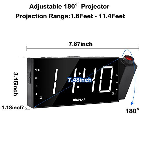 Projection Alarm Clock with USB Charging Port