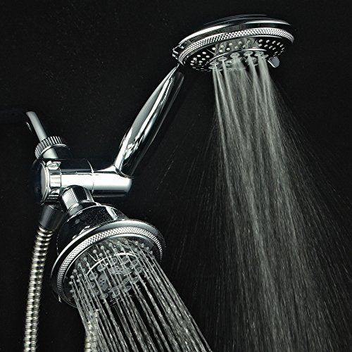 Hydroluxe Full-Chrome 24 Function Ultra-Luxury 3-way 2 in 1 Shower-Head /Handheld-Shower Combo