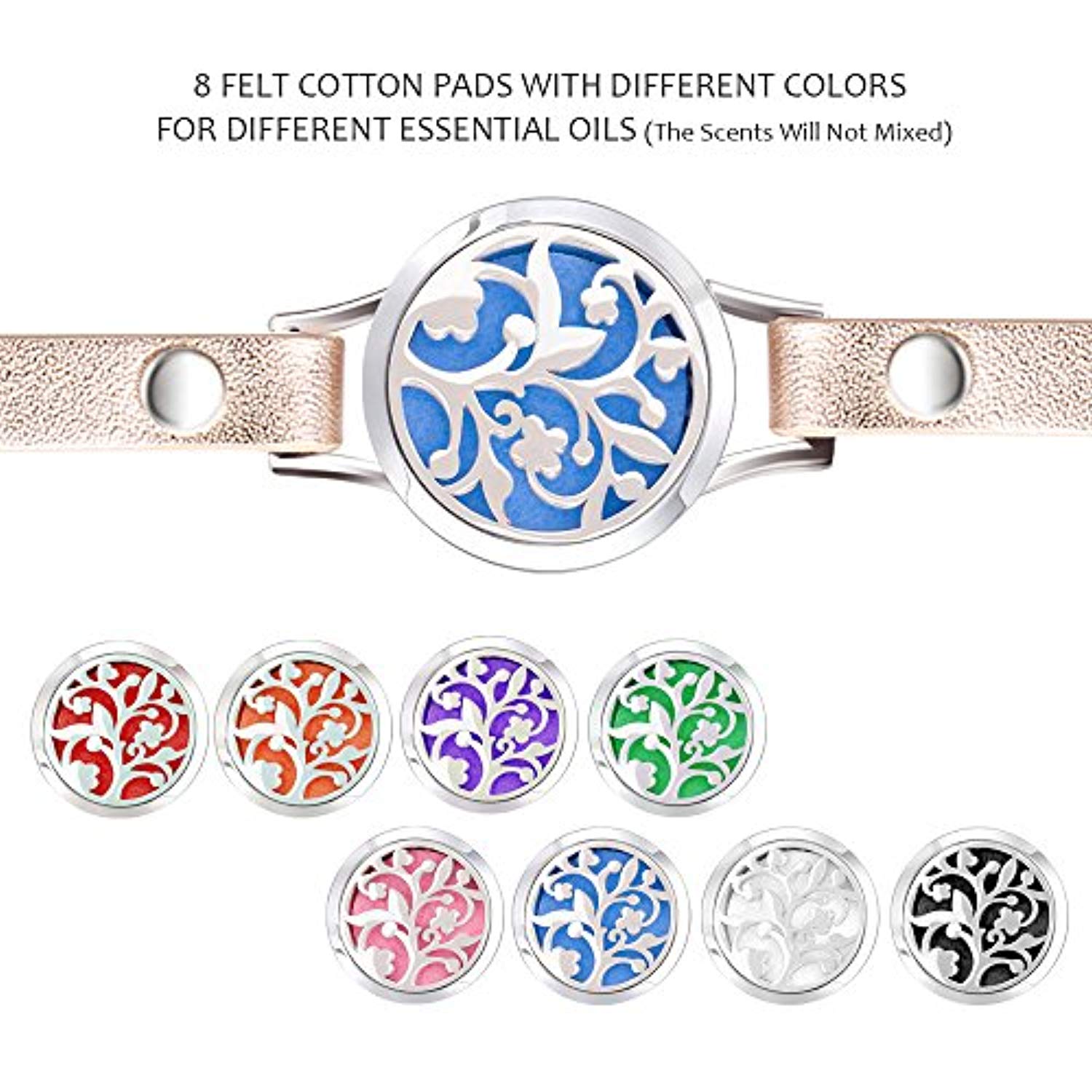 Stainless Steel Essential Oil Diffuser Leather Band Bracelet