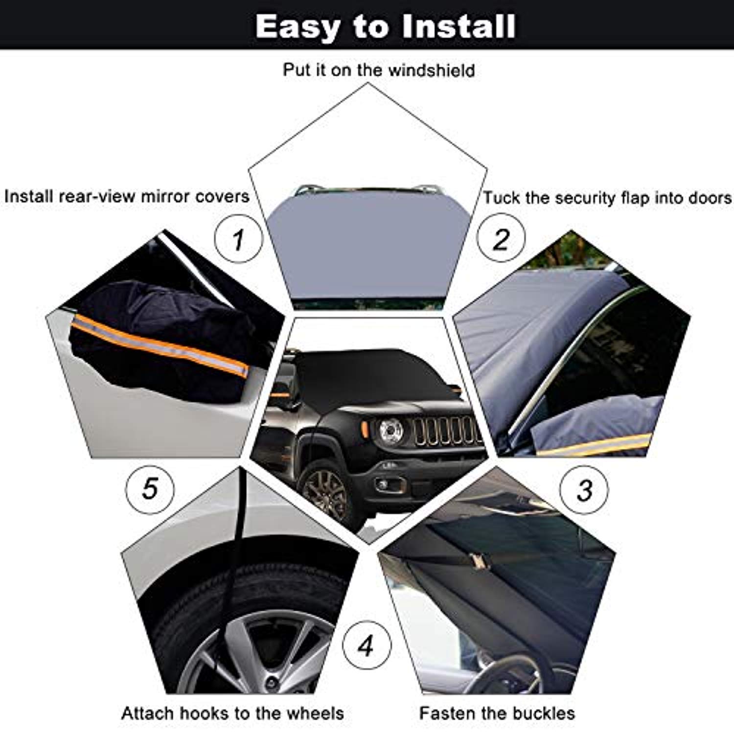 Universal Car Windshield Protector Cover - Sun, UV, Hail, Snow, Ice