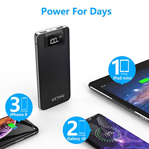 Portable 10,000mAh LED Display 2-Port High Speed External Battery with Flashlight