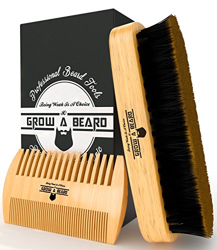 Bamboo Beard Grooming Brush and Comb Travel Set