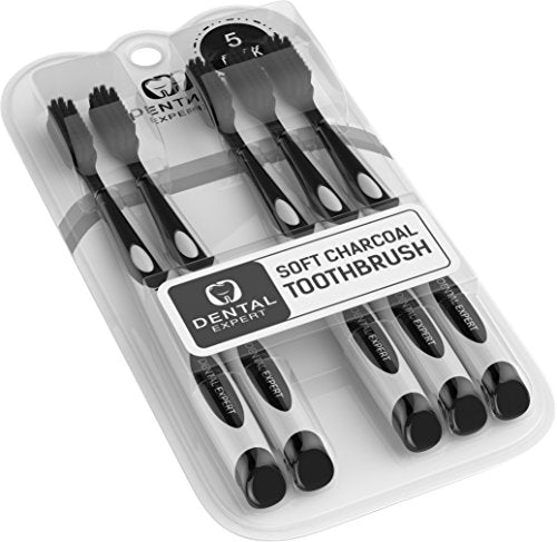 5 Pack: Gentle Soft Teeth Whitening Charcoal Toothbrush